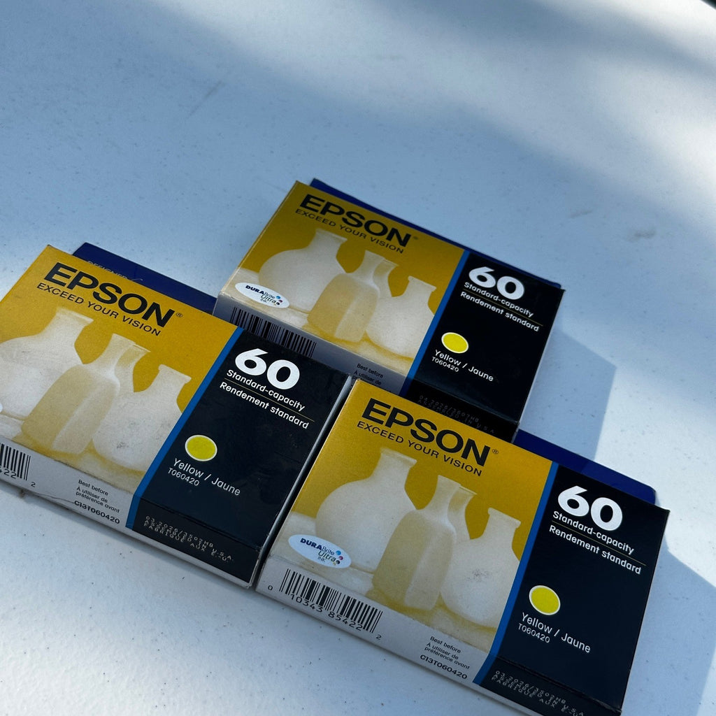 Set of 3 Epson 60 T060420 Yellow Ink Cartridge EXP 03/2026 Standard Capacity