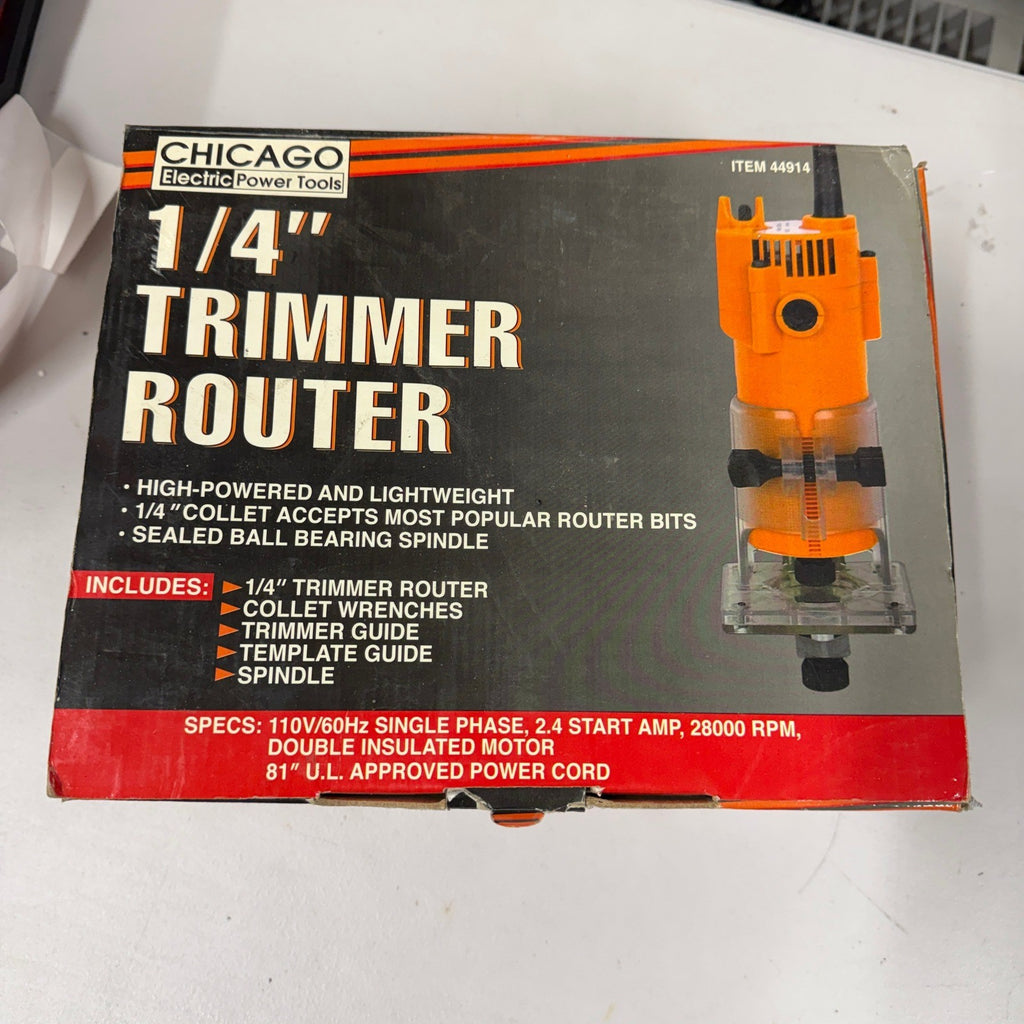 Chicago Electric 44914 28000 RPM 110V 1/4" Trimmer Router Kit Corded