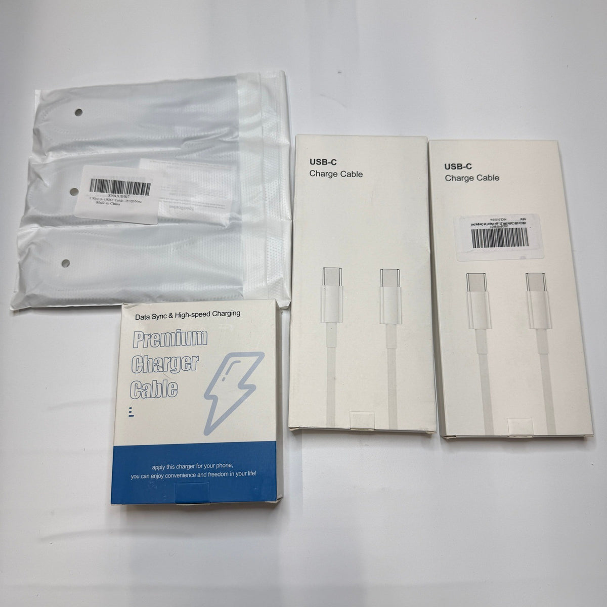 Set of 9 - 7 USB C to USB C Fast Charging Cables 3ft 6ft, 2 Wall Adapters
