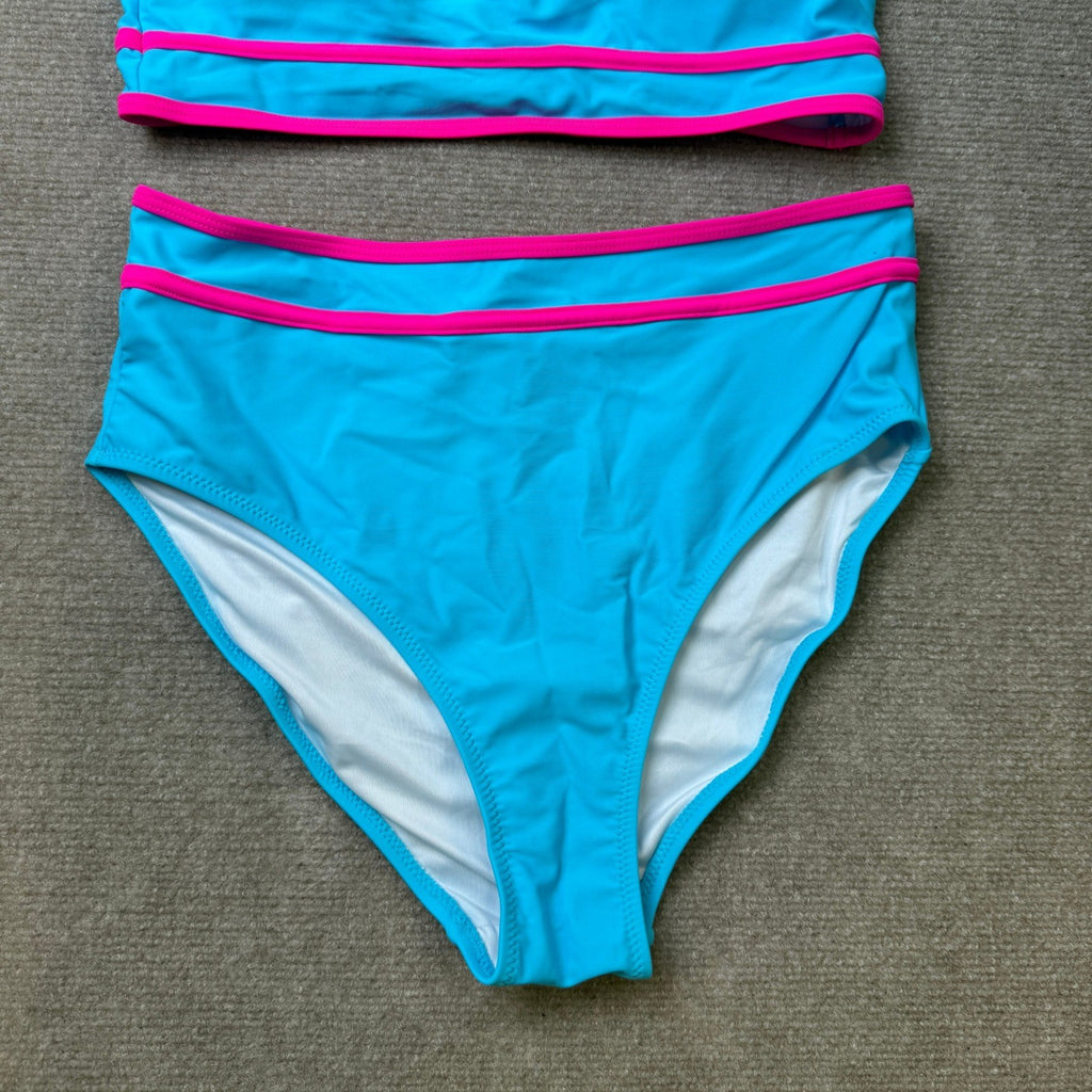 MSRP $39 BMJL Women's M Blue High Waisted Bikini Set Sporty Two Piece Color Blo