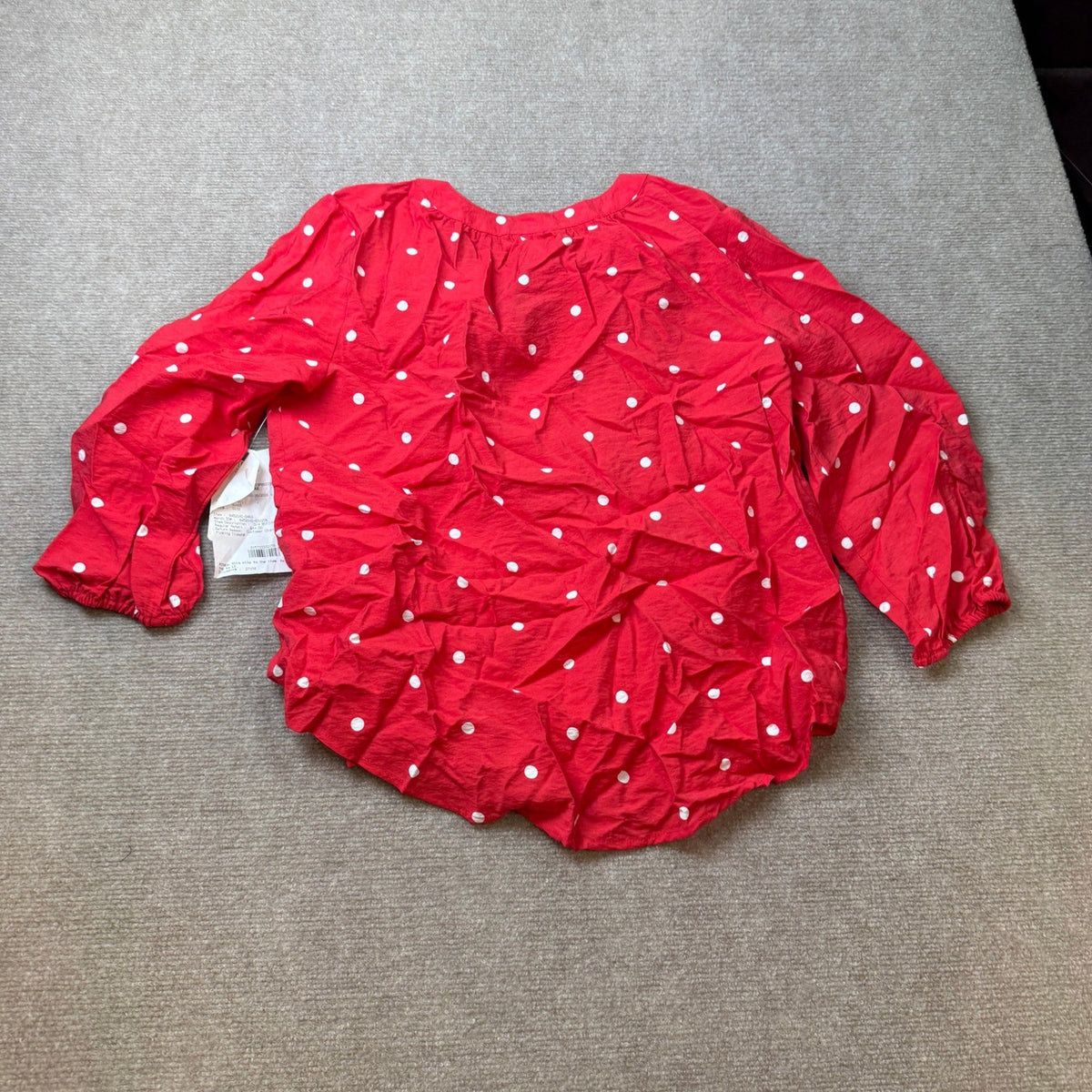 MSRP $44 St. John's Bay Womens S Red Dot Split Crew Neck 3/4 Sleeve Blouse