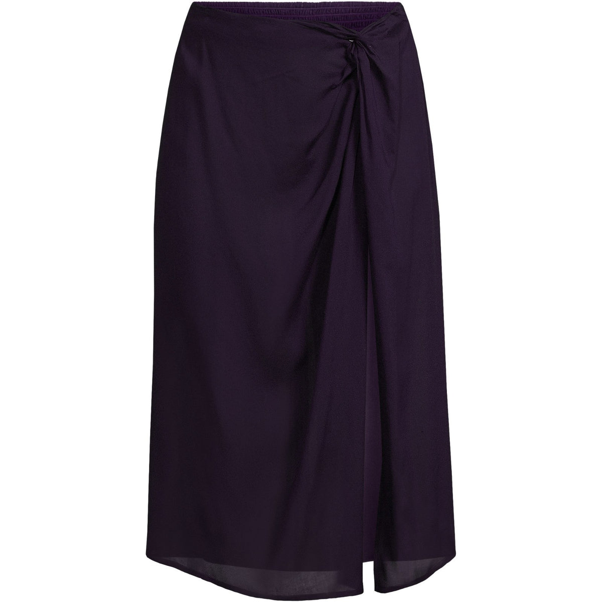 Lands' End Women's 1X, L-1X LONG Blackberry Twist Front Knee Length Swim Skirt