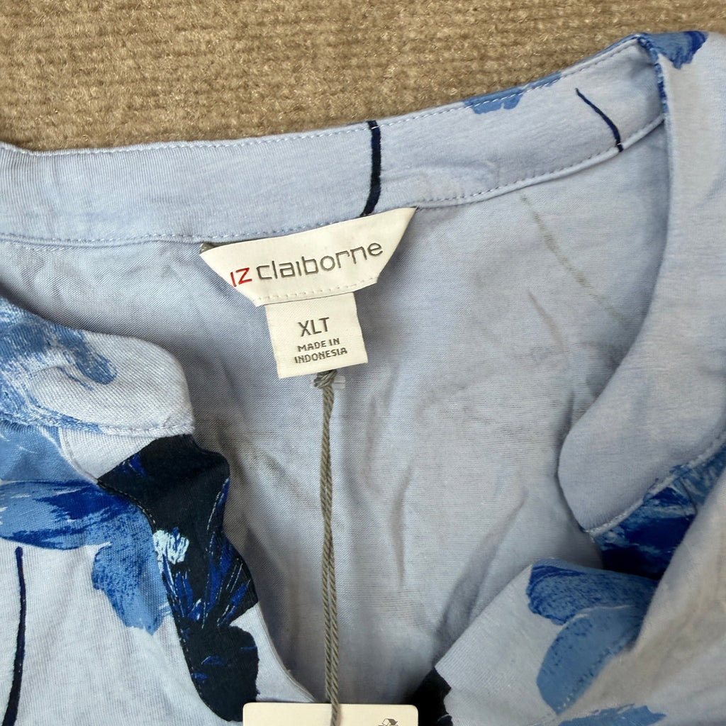 MSRP $38 Liz Claiborne Womens XL Tall Blue Floral Split Crew Neck T-Shirt Shor