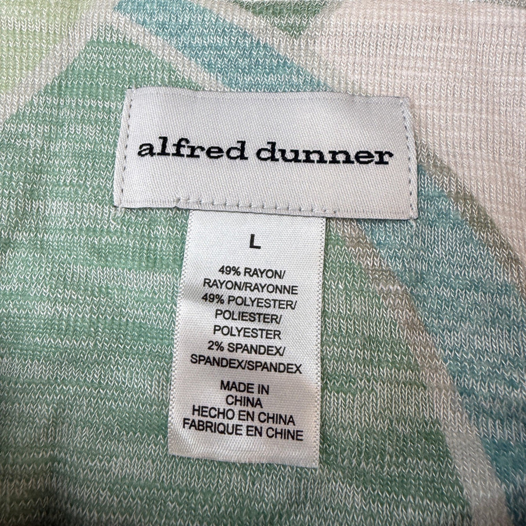 MSRP $59 Alfred Dunner Women's St. Augustine L Stained Glass Print Top Embellis
