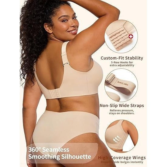 MSRP $22 Women's XL Nude Supportive Wireless Bra Push Up Full Coverage Seamless