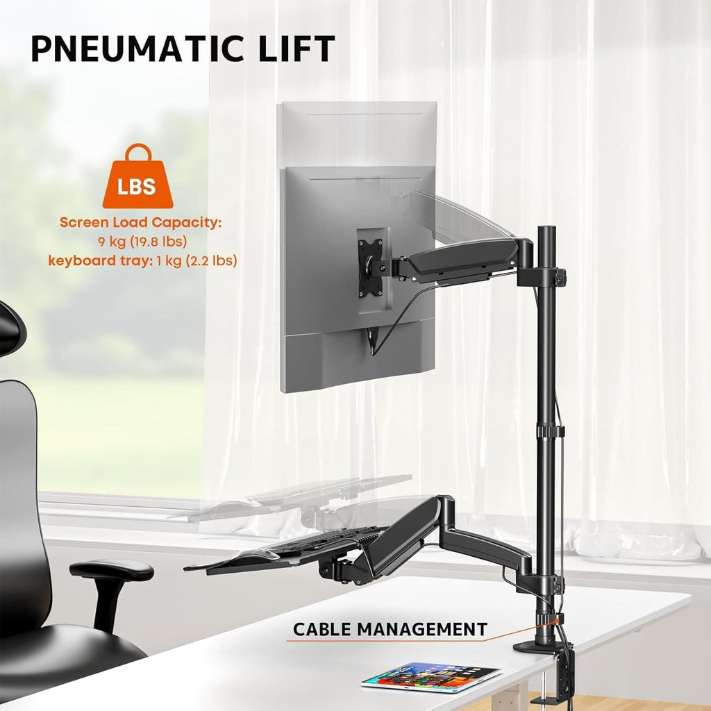 PUTORSEN Sit Stand Monitor Desk Mount w/ Keyboard Tray for 17-32" Screens Height