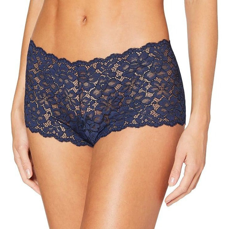 Maidenform Women's L Navy Underwear Boy Shorts With Cheeky Fit Lace Boyshor