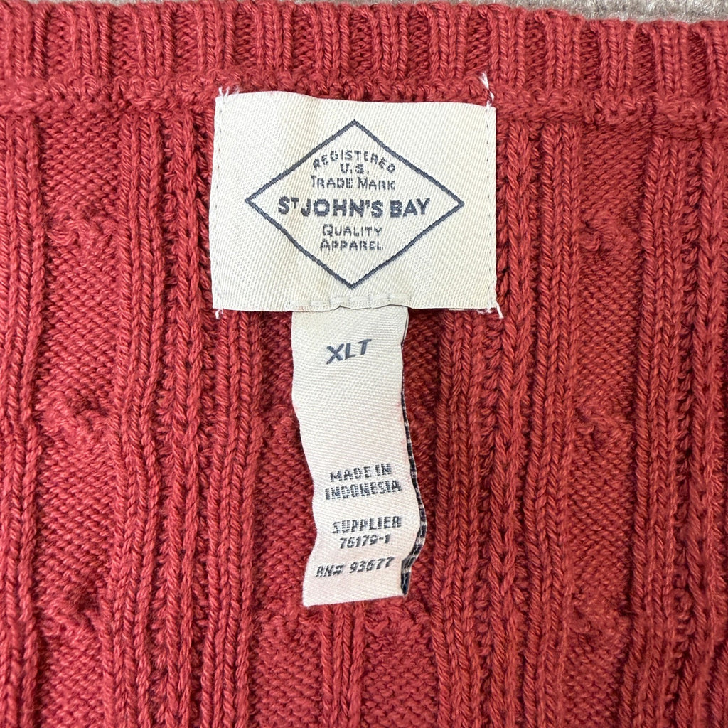 MSRP $42 St. John's Bay Womens XL Tall Red Rover Cable Knit Pullover Sweater V
