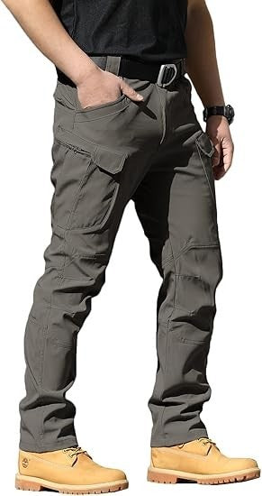 AUTIWITUA Mens Dark Gray S-3XL Tactical Cargo Pants Water Resistant (NO BELT) Ri