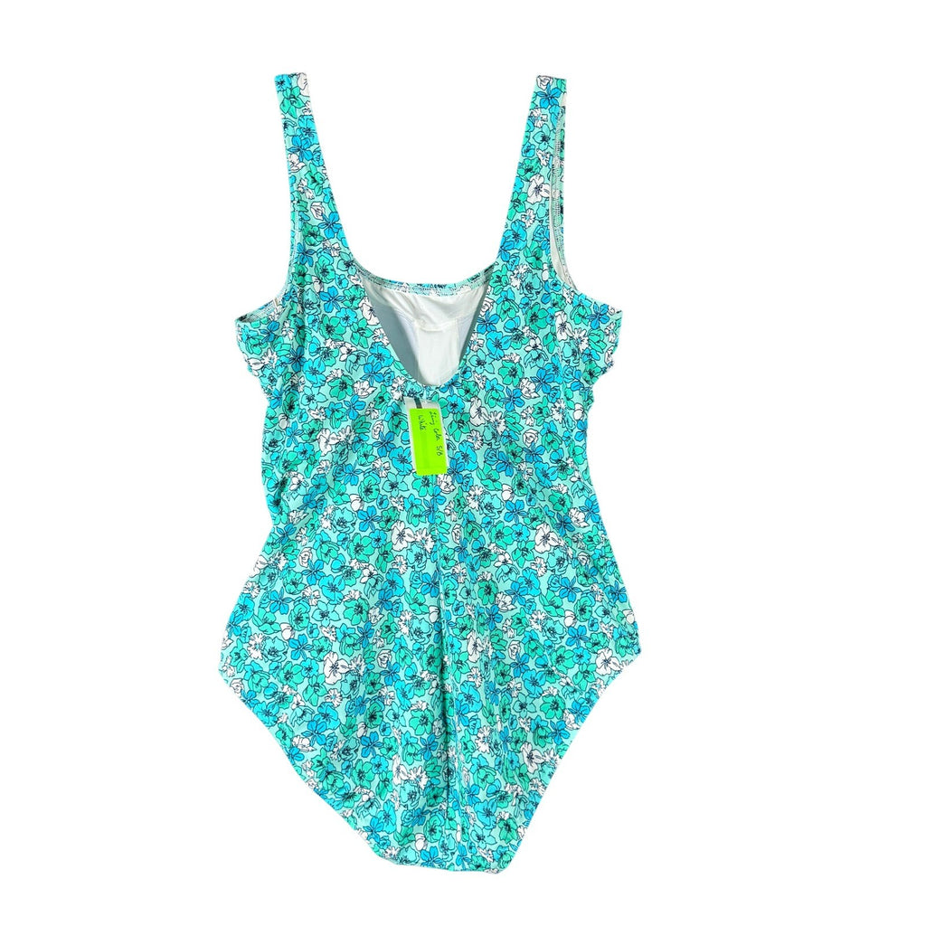 Lands' End Women's 14 High Leg Soft Cup Tugless Sporty One Piece Swimsuit Turquo