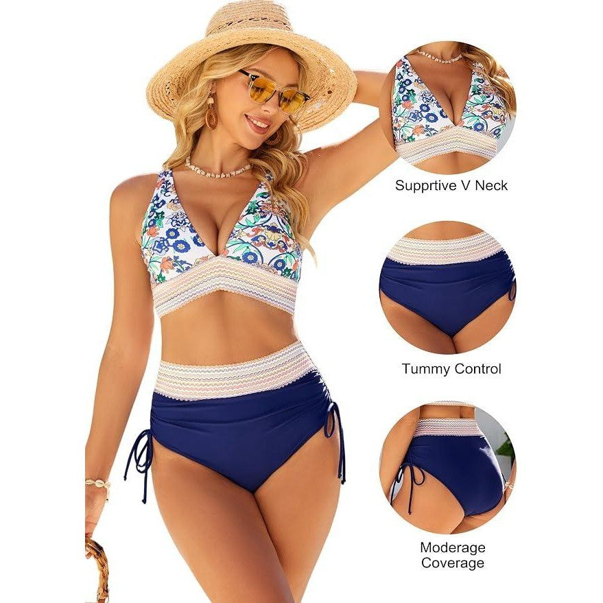 MSRP $41 Blooming Jelly Women's M Color Block High Waisted Tummy Control Bikini