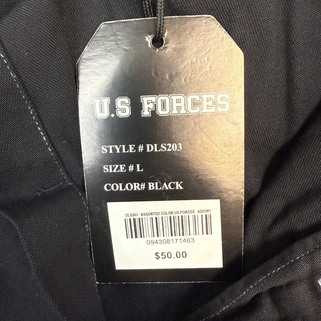 MSRP $50 U.S Forces Man's Sz L Black Button Up Long Sleeve Shirt Contrast Stitc