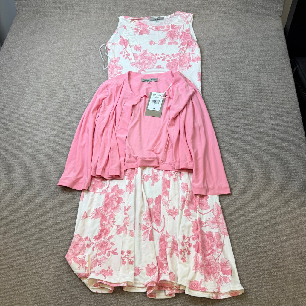 MSRP $84 Danny & Nicole Womens S Rose Ivory Floral 2 Piece Midi Jacket Dress