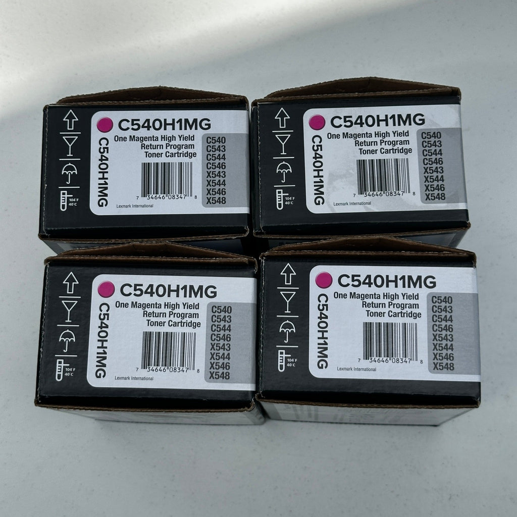 Set of 4 Lexmark C540H1MG Magenta High Yield Toner Cartridge C540 C543 C544 C546