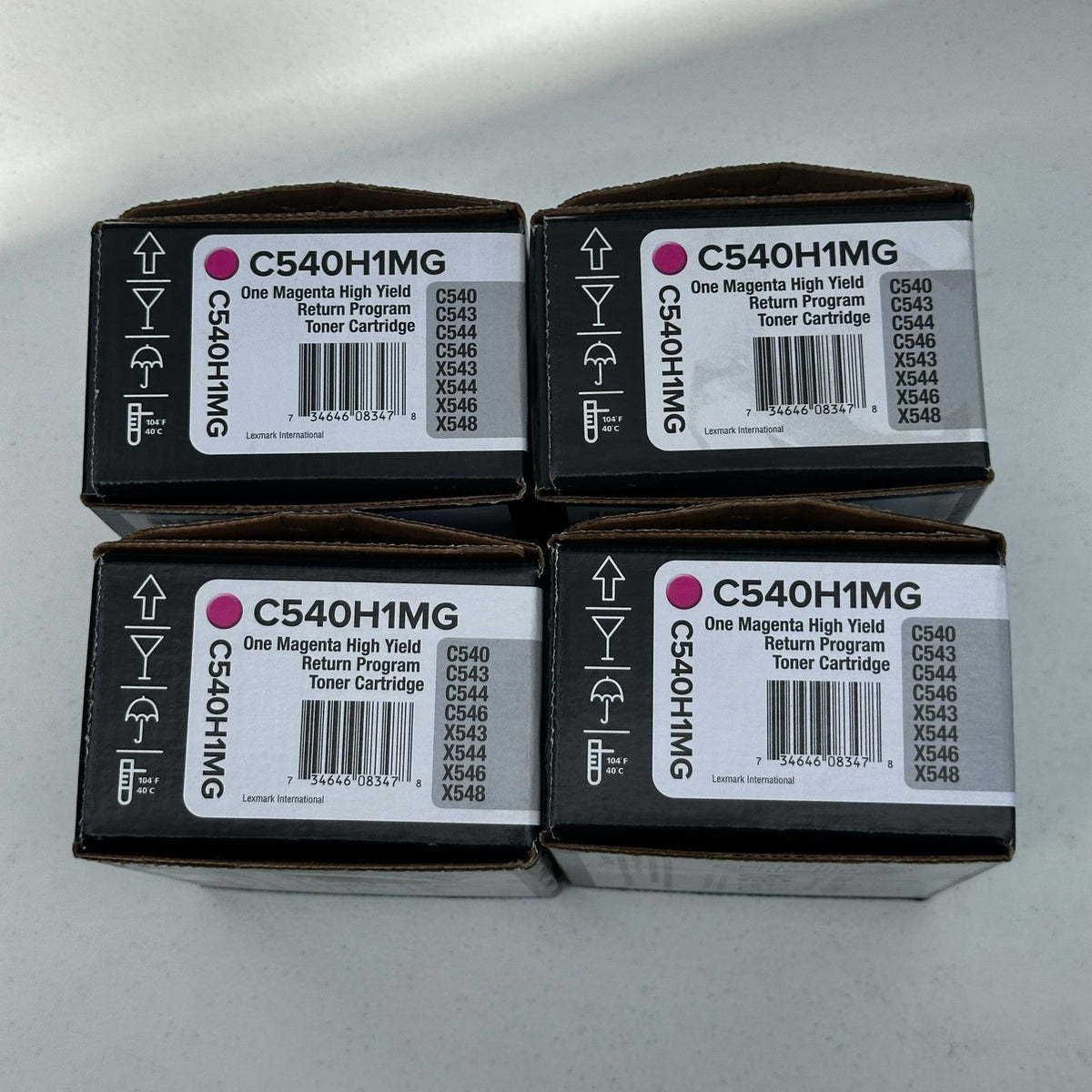 Set of 4 Lexmark C540H1MG Magenta High Yield Toner Cartridge C540 C543 C544 C546