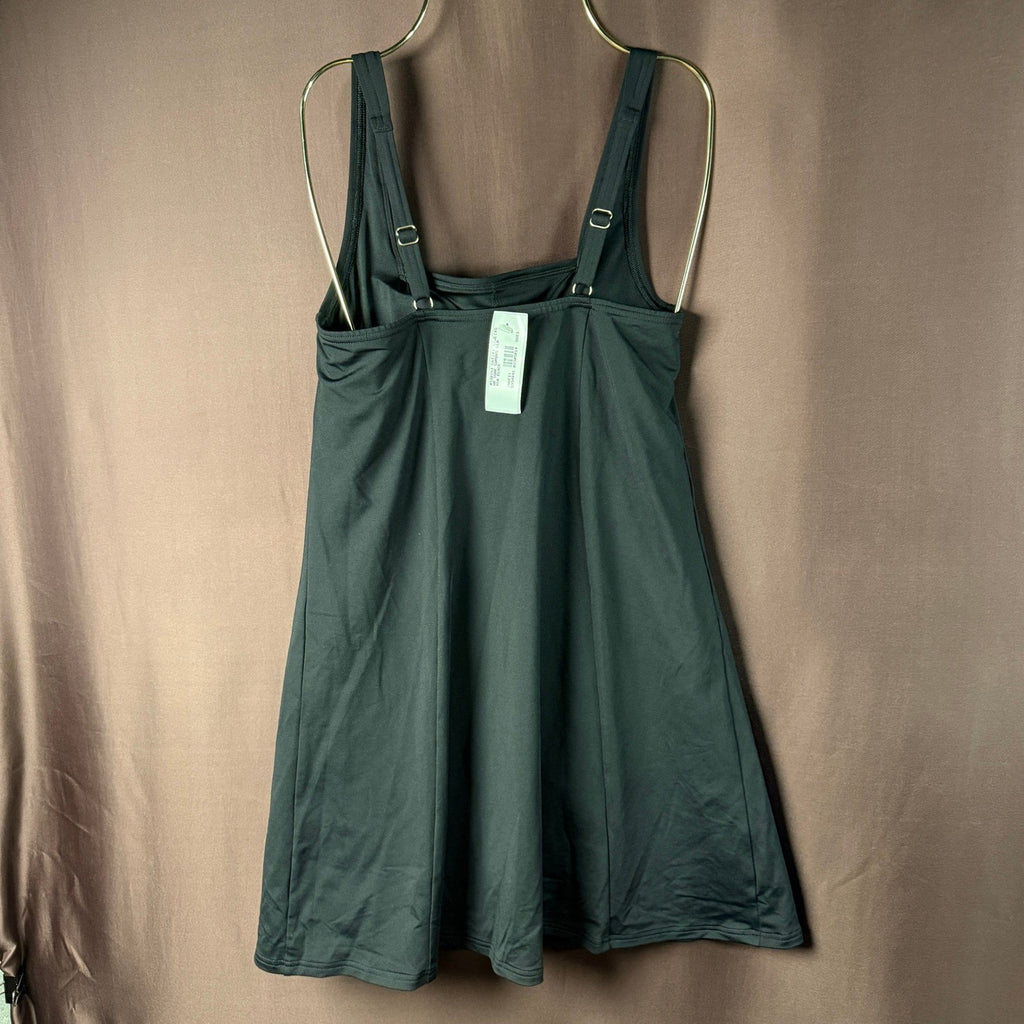 Lands' End Women's 1X Square Neck Black Swim Dress Chlorine Resistant