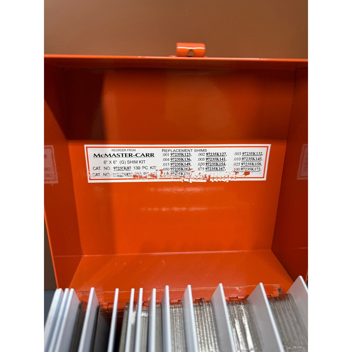 Aloma 130 Pcs G Shim Set 6x6" For Use Up To 2 1/4" Bolt Size 97235K87