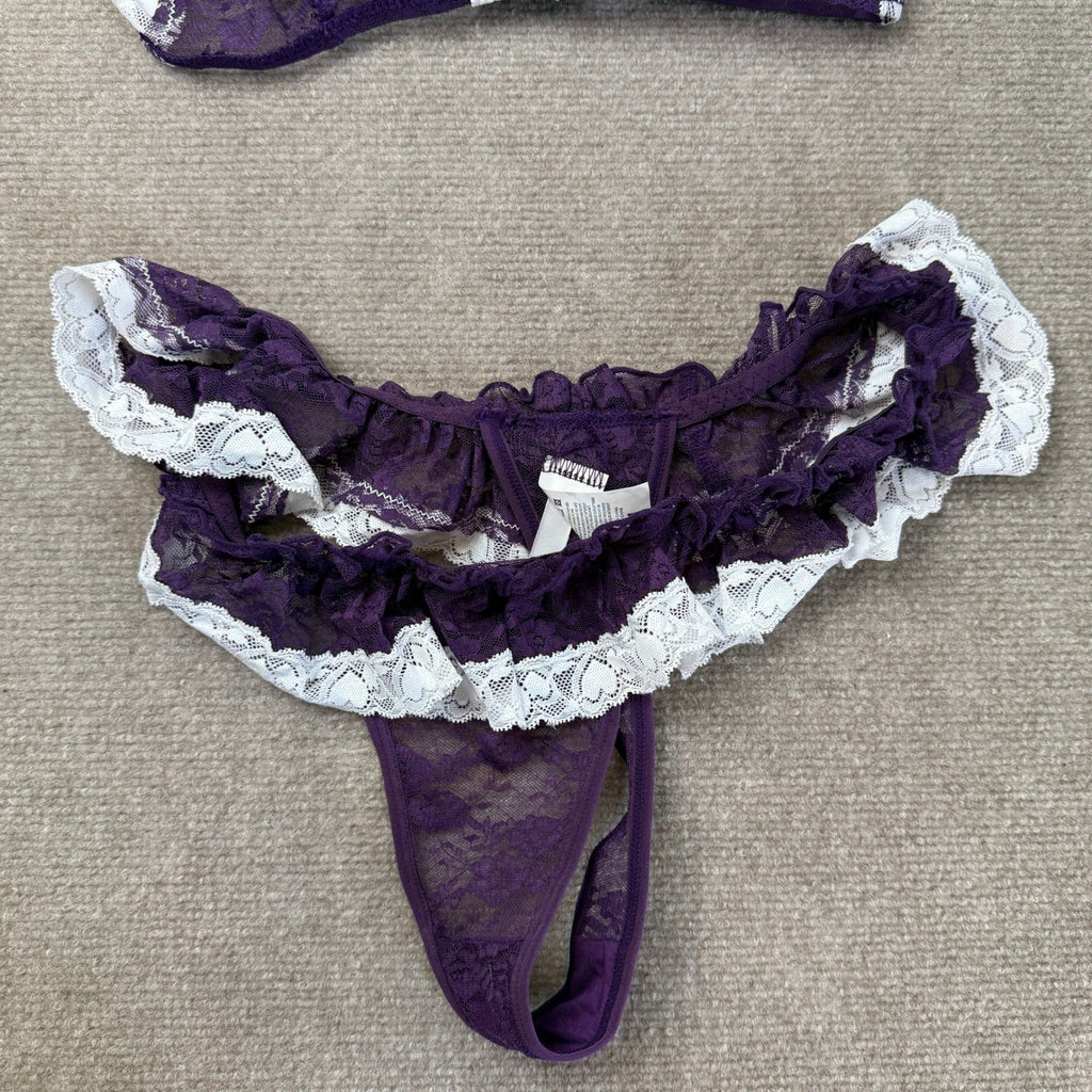 MSRP $35 Avidlove Women's M 2 Piece Sexy Lingerie Set Lace Bra and Panty Sheer