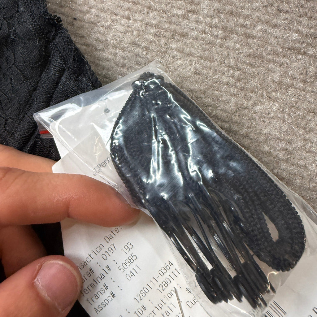 MSRP $82 Dominique 42F Black Colette Lace Longline Bridal Bra