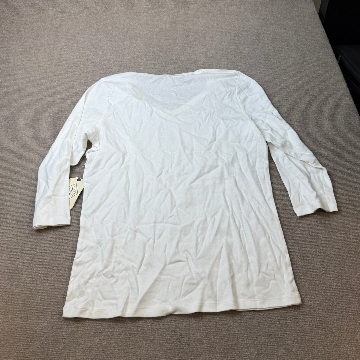 NWT St. John's Bay Womens L Tall White V Neck 3/4 Sleeve T-Shirt