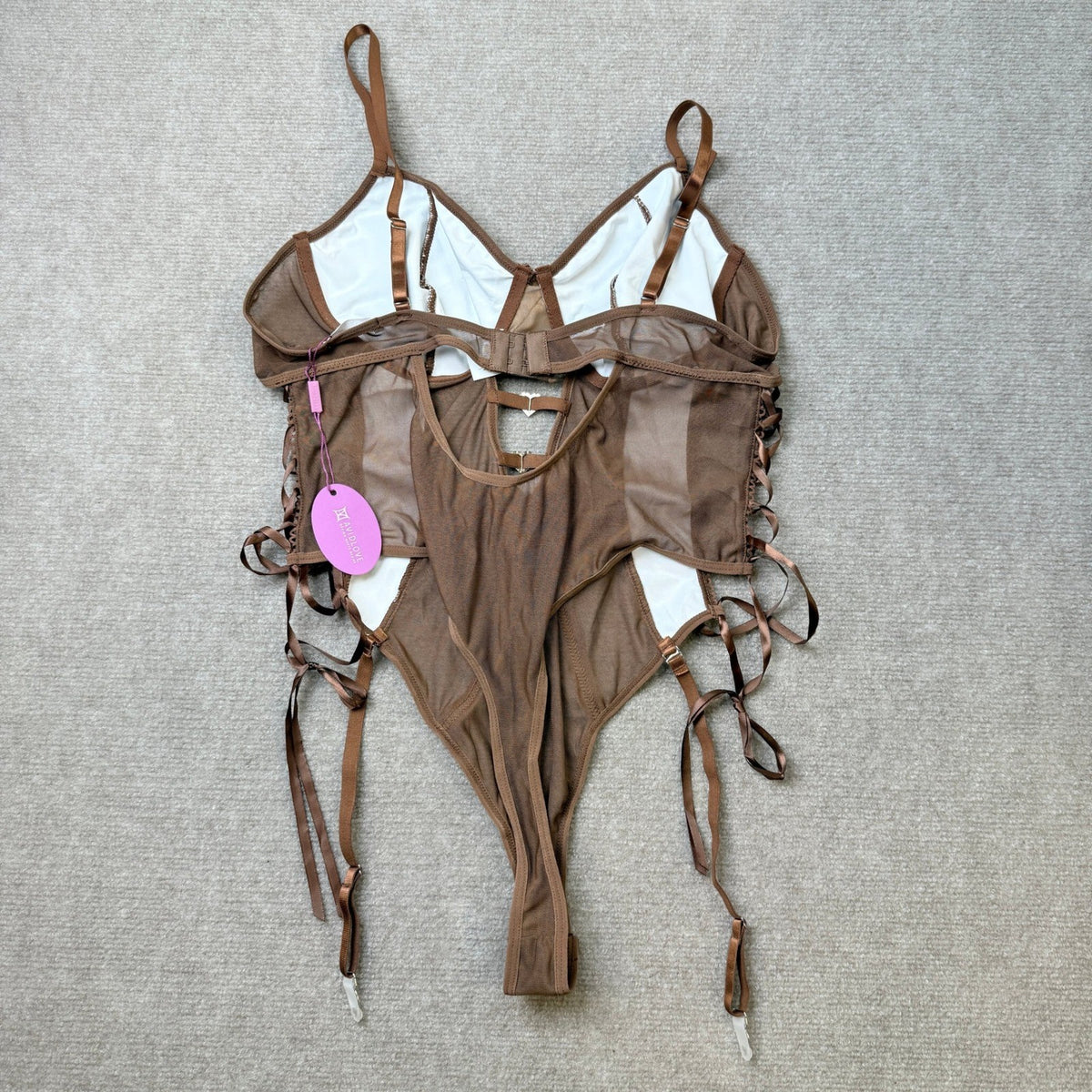 MSRP $19 Avidlove Womens XXL Sexy Lingerie Leather Teddy Mesh One Piece Body