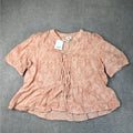 MSRP $44 A.N.A Womens L Tallulah Floral Y Neck Short Sleeve Blouse