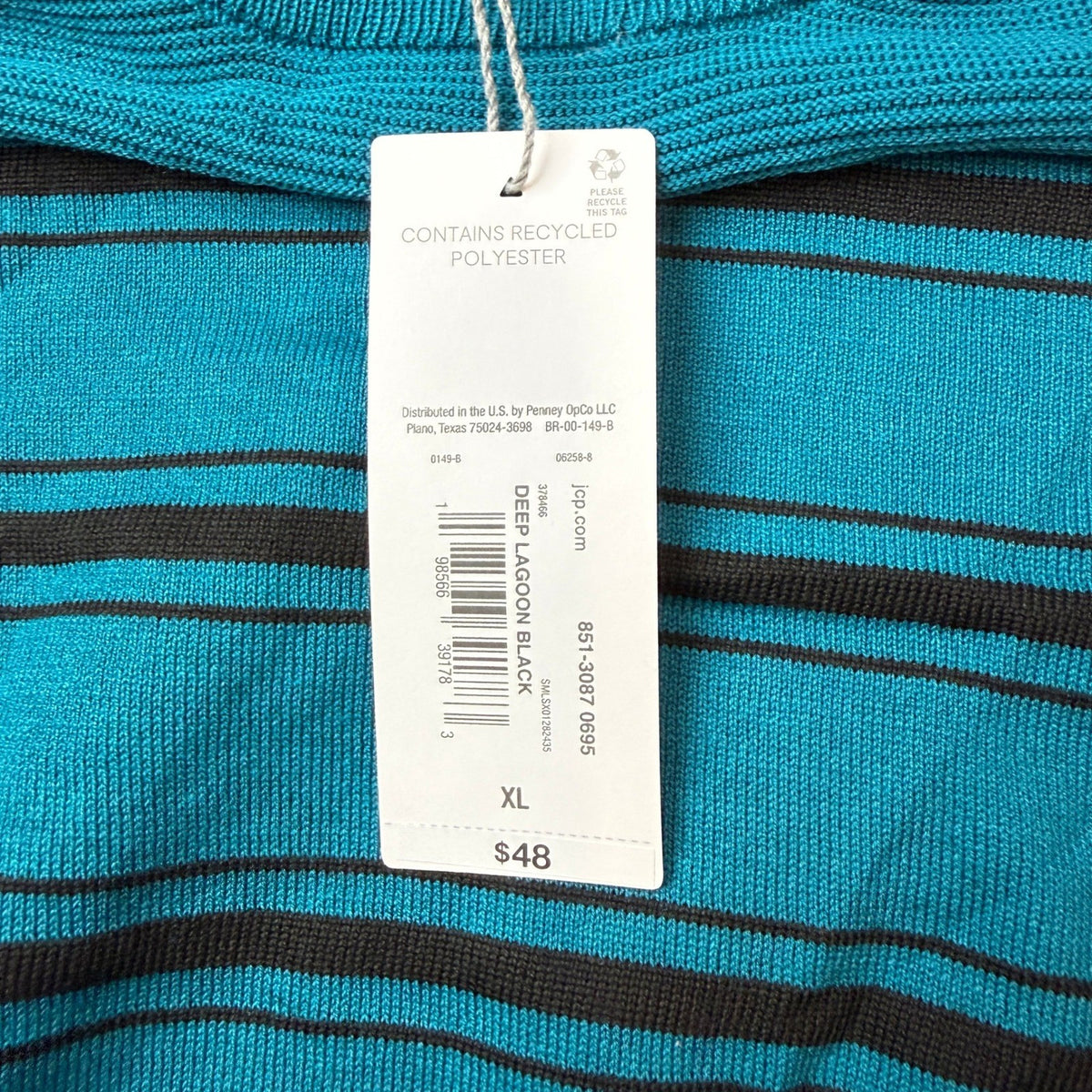 MSRP $48 Liz Claiborne Womens XL Deep Lagoon Black Striped Pullover Sweater