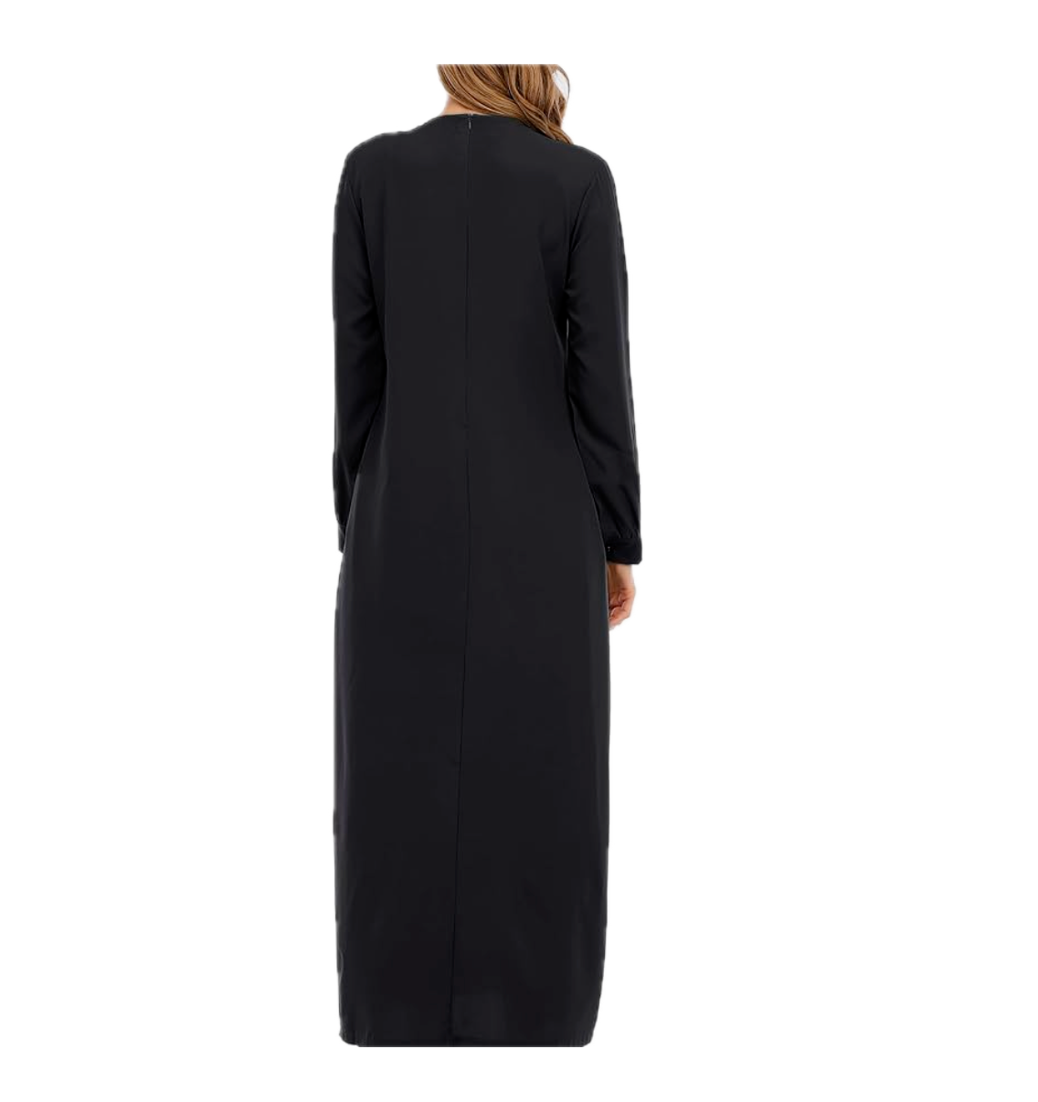Abetteric Women Solid Color Zipper Abaya Muslim Dress w/ Pockets Islamic Prayer