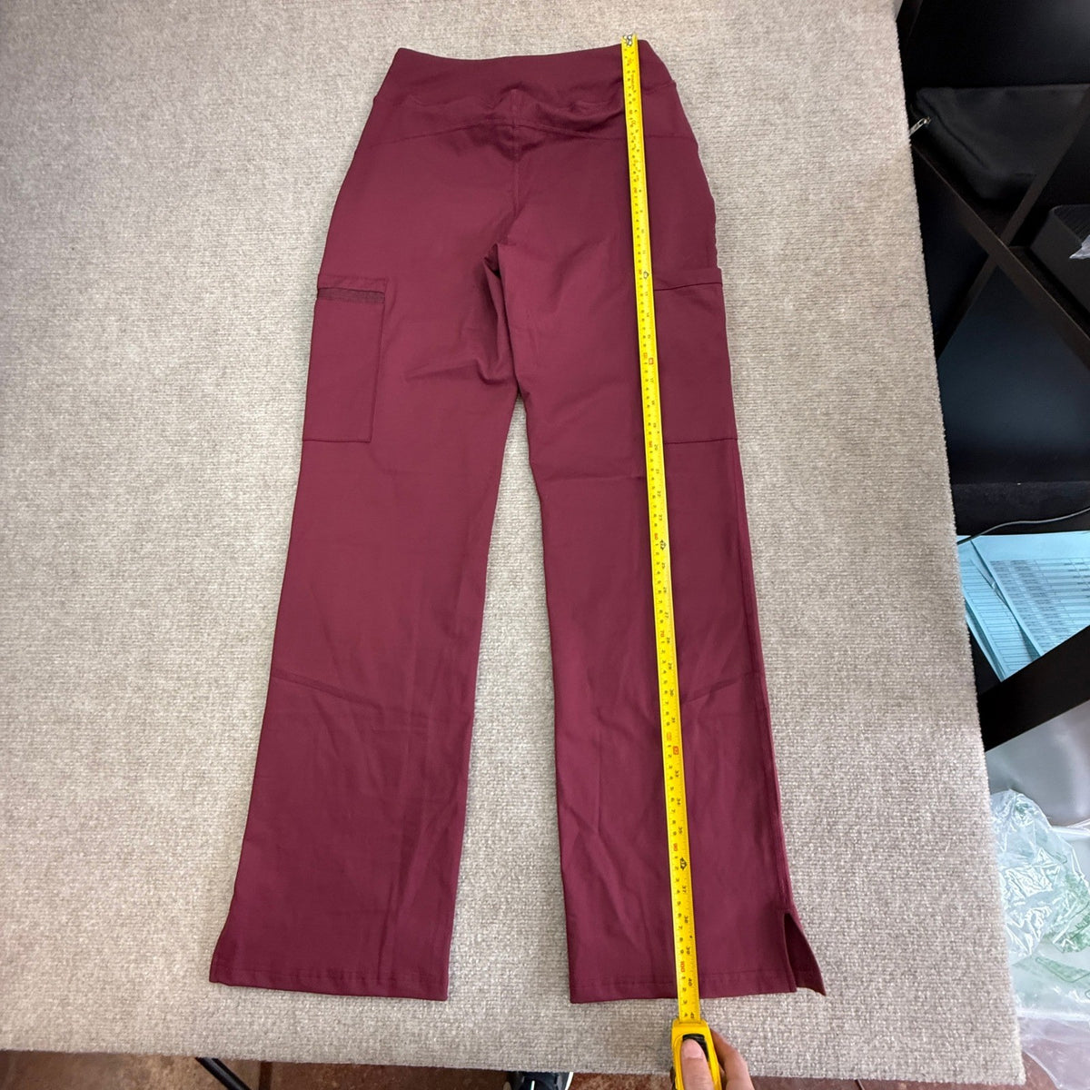 MSRP $52 Kecols Women's S Wine Yoga Scrub Pants High-Rise Straight Leg Uniform