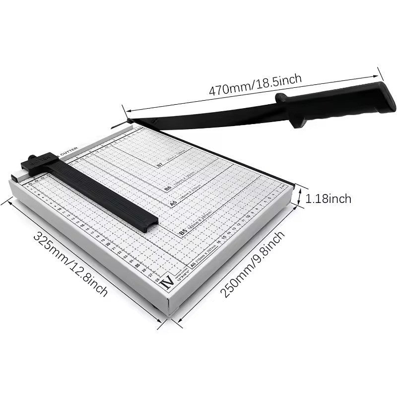 A4 Guillotine Paper Cutter 12" x 10" White Paper Trimmer w/ Multi Sheet Capacity