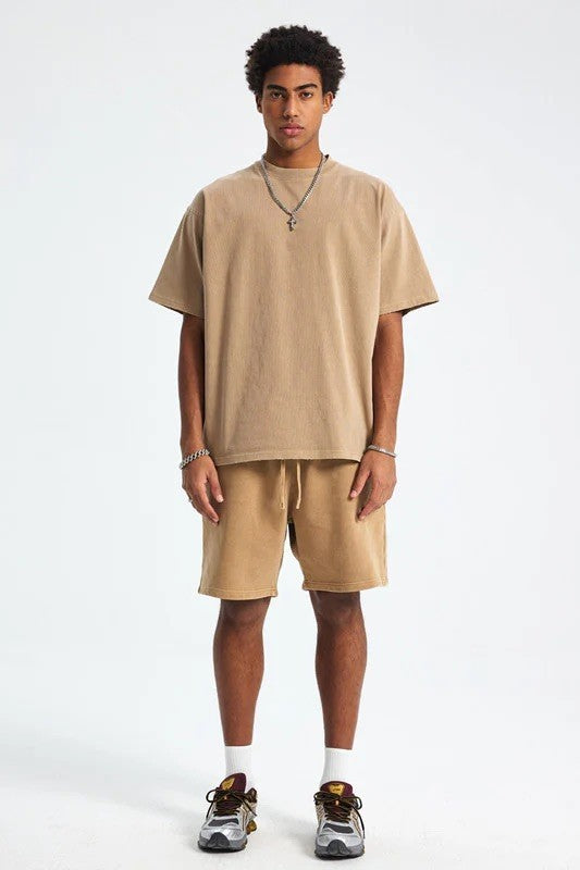 Artie Master Unisex L-2XL Camel 250GSM Distressed Pigment Dyed Washed T-Shirt
