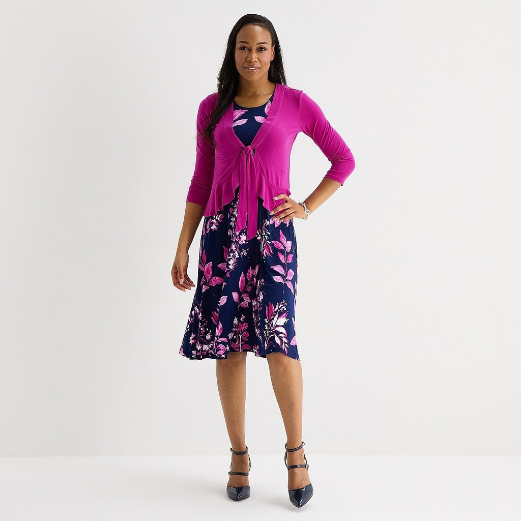 MSRP $84 Studio One Womens M Navy Pink 2 Piece Floral Jacket Dress