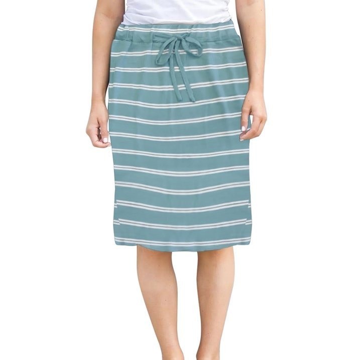 Wenseny Women's XL Aqua Knee Length Pencil Skirts Elastic Midi Bodycon Solid Dr