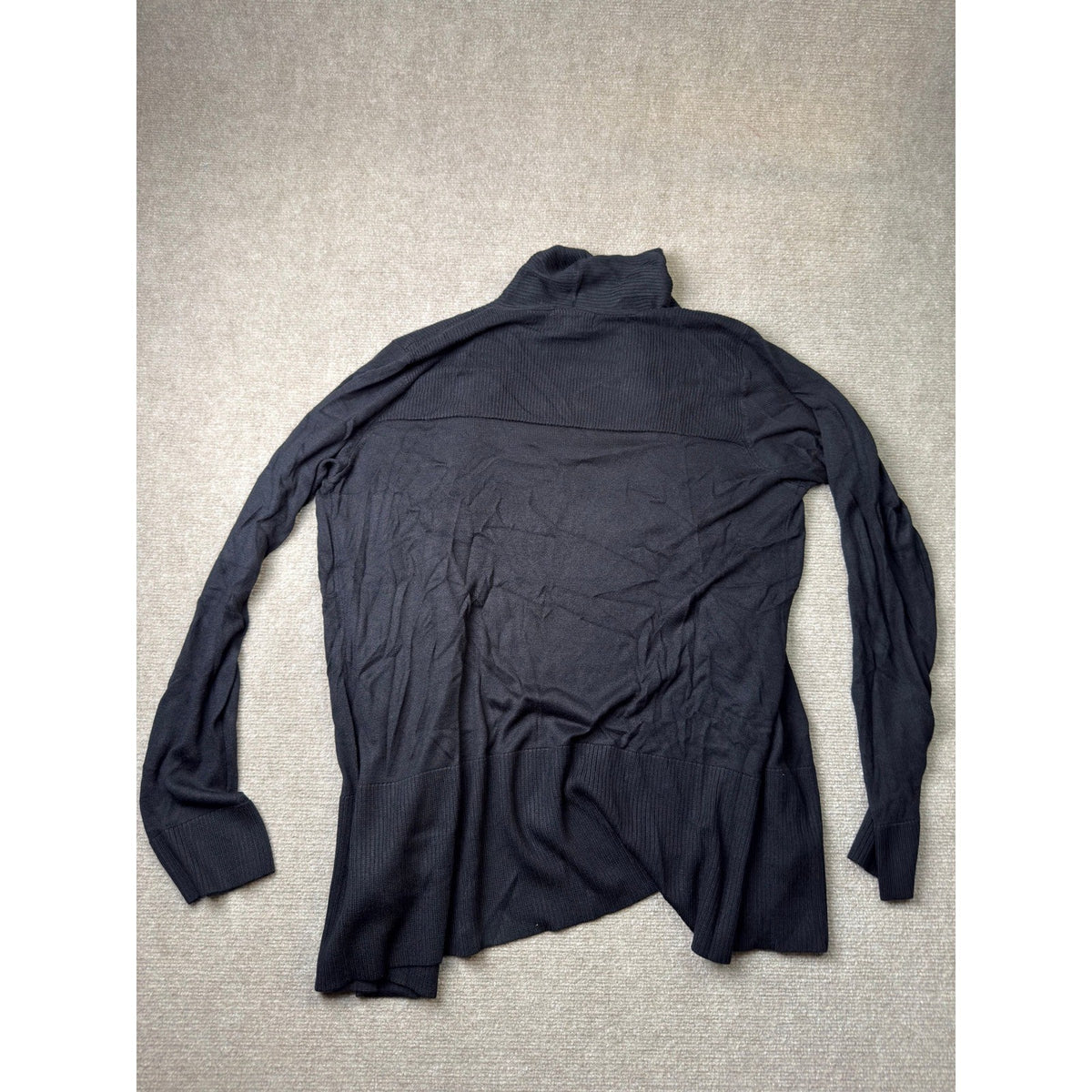 MSRP $54 Liz Claiborne Women L Tall Black Open Front Cardigan Layered Sweater L