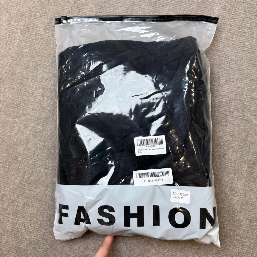 MSRP $33 FACDIBY Women's M Black Fleece Lined Sweatpants High Waist Drawstring