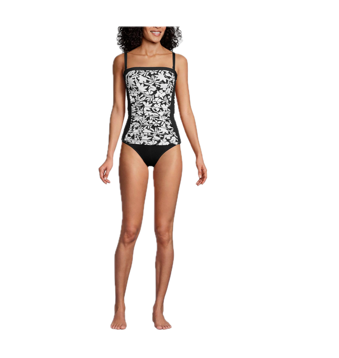 Lands' End Women's 4, 2-4 LONG Bandeau Tankini Swimsuit Top Chlorine Resistant B