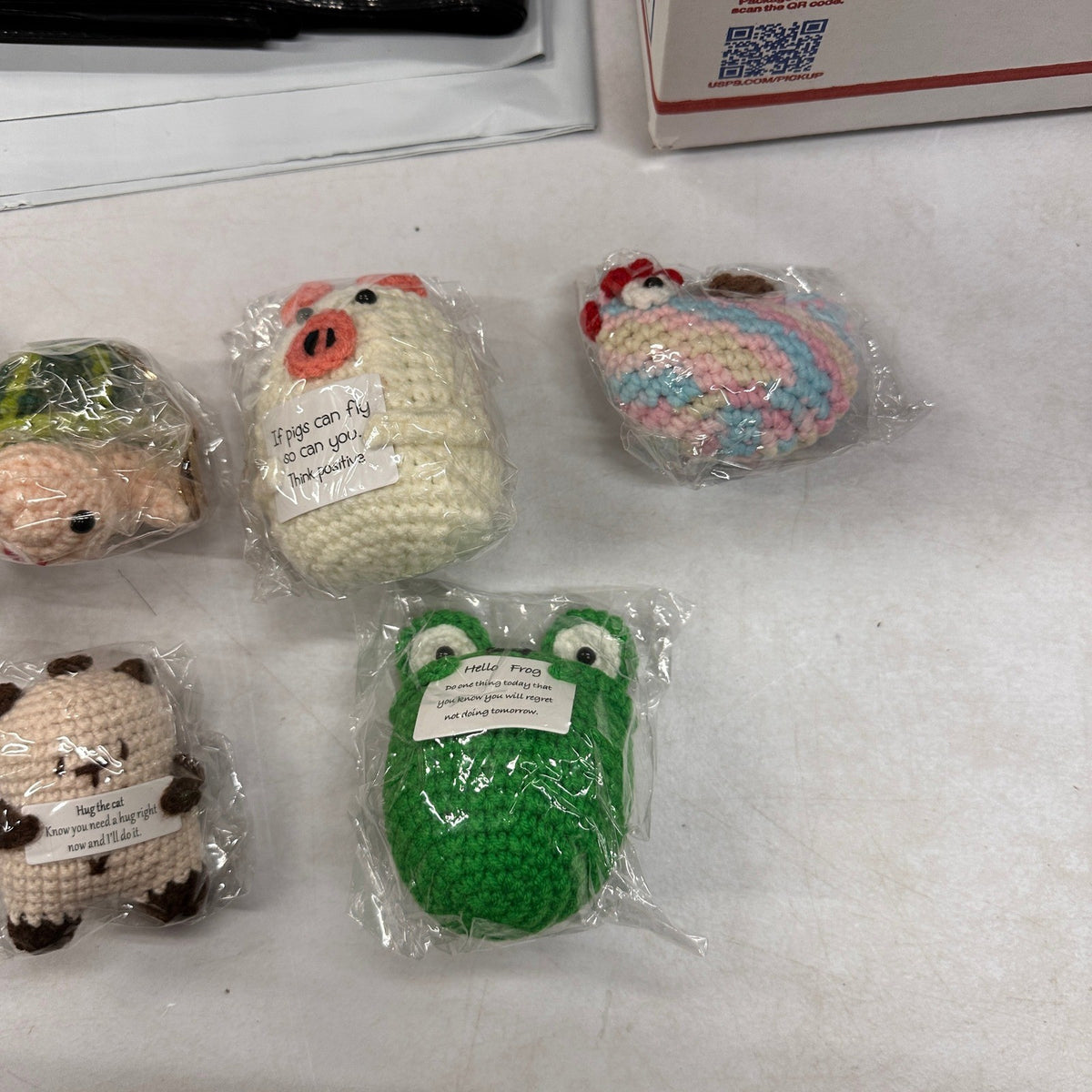 Set of 6 Support Crochet Animal, Emotional Support Amigurumi, Funny Quotes