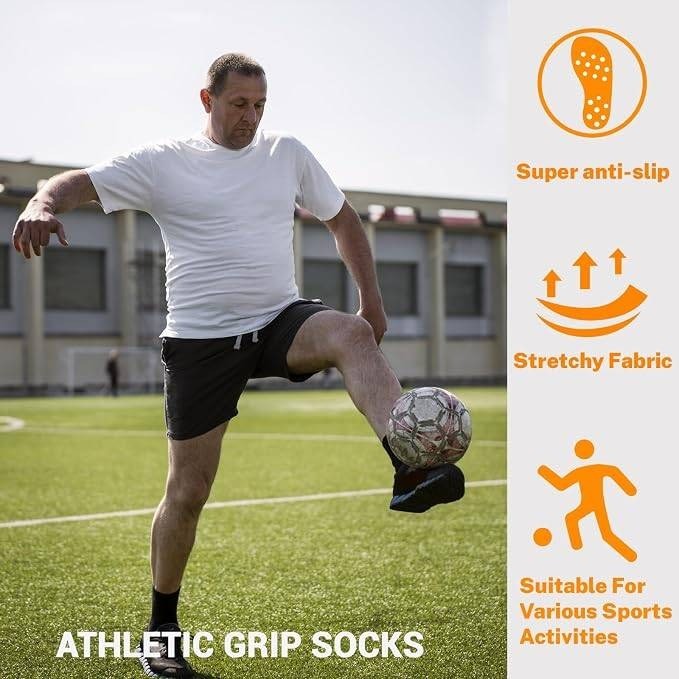 MSRP $22 SOJOFEL 4 Pairs Non Slip Grip Socks Men/Women Size L Anti Skid Crew