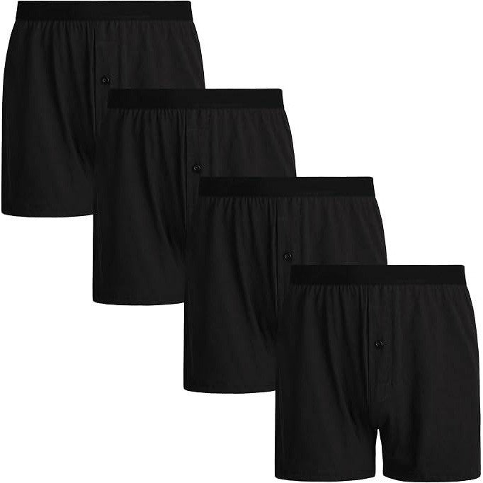 INNERSY 4 Pack Men's M Black Boxer Shorts Loose Fit Soft Cotton Boxers