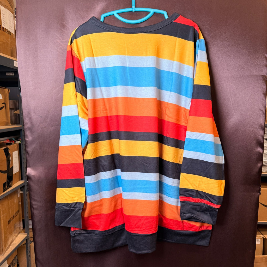 ROSRISS Women's 14W-18W Striped Sweatshirt Colorblock Long Sleeve Shirt Tunic