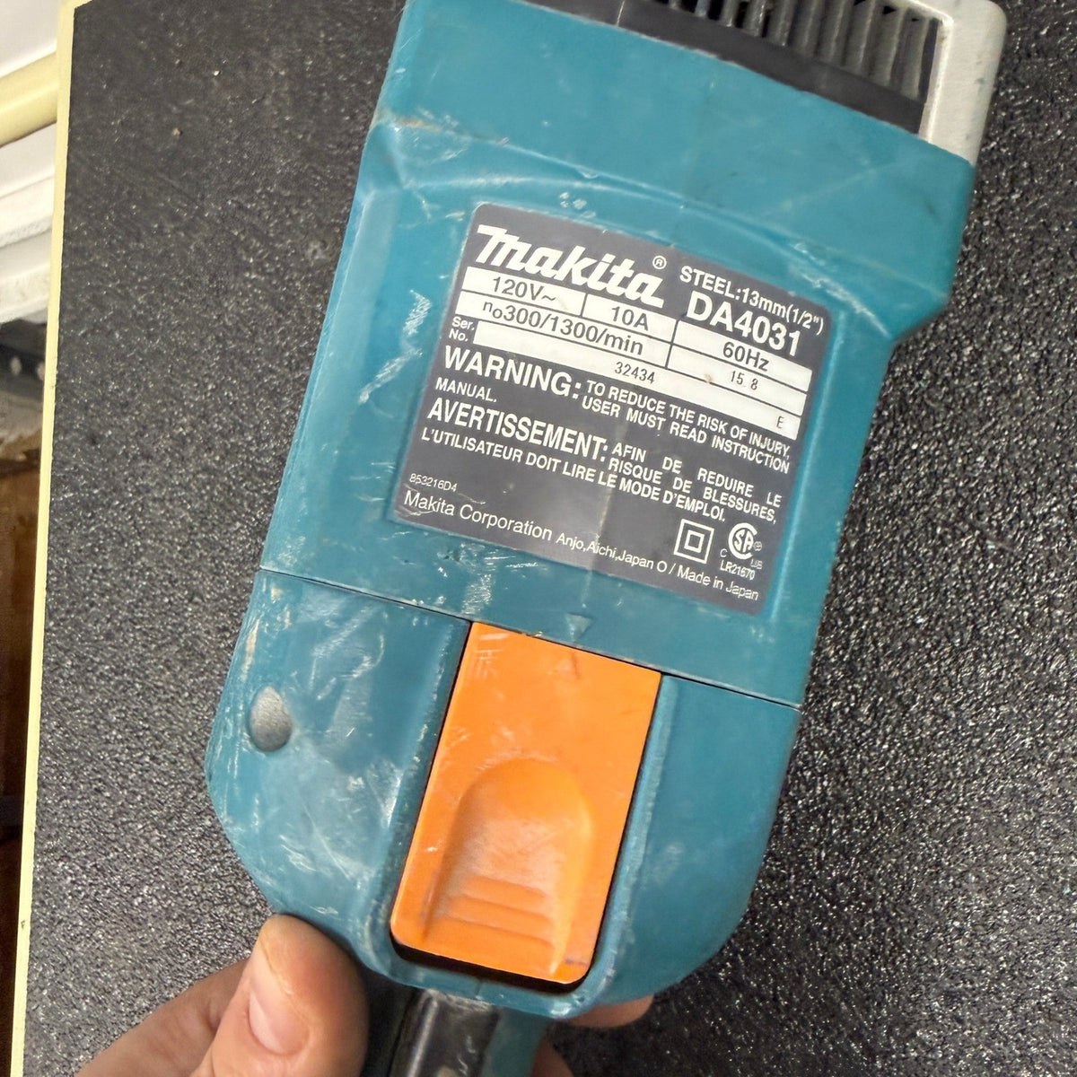Makita DA4031 1/2" Angle Drill, 2‑Speed, Reversible, Corded