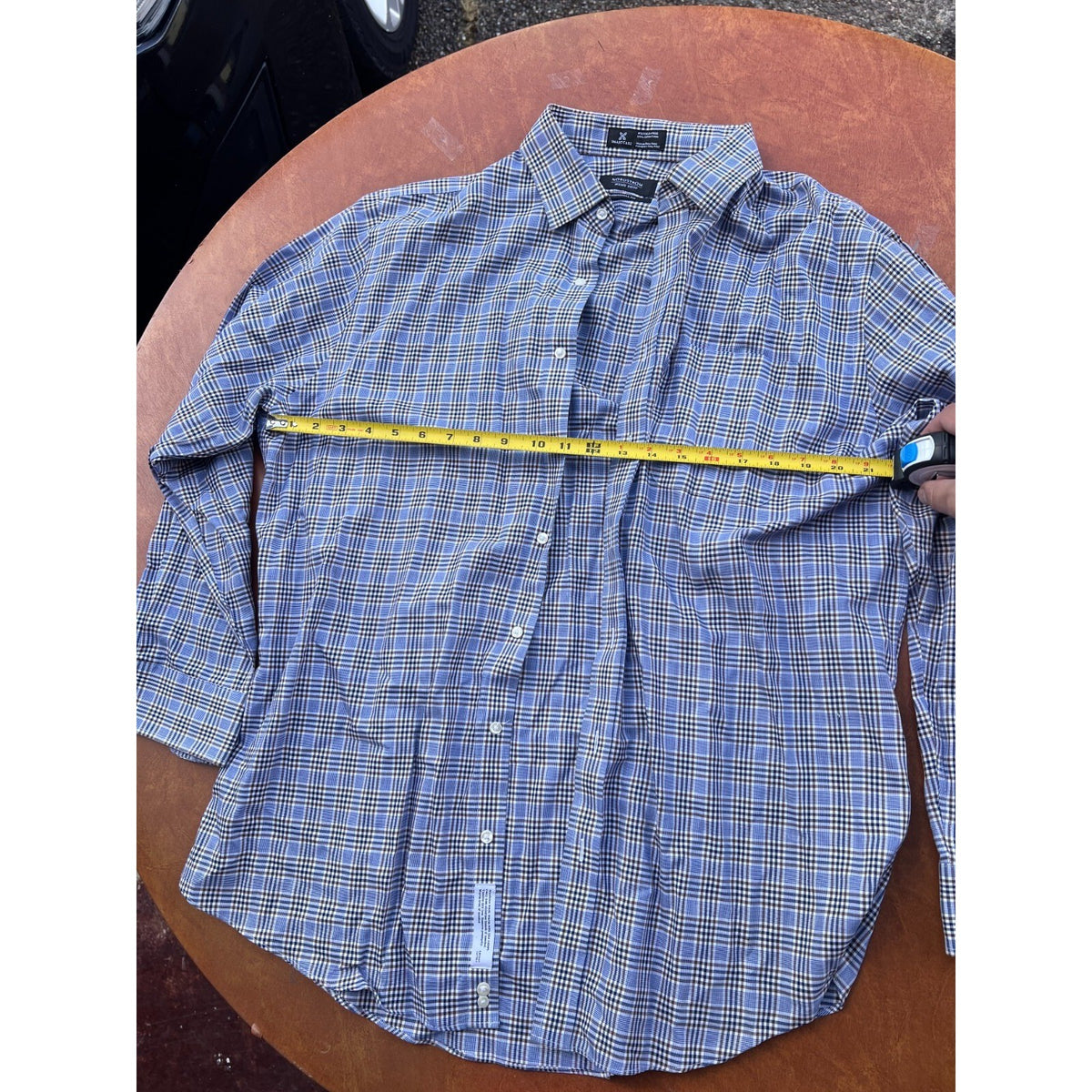 Nordstrom Shirt Men's 16.5/34 Traditional Fit Blue Plaid Long Sleeve Button Up