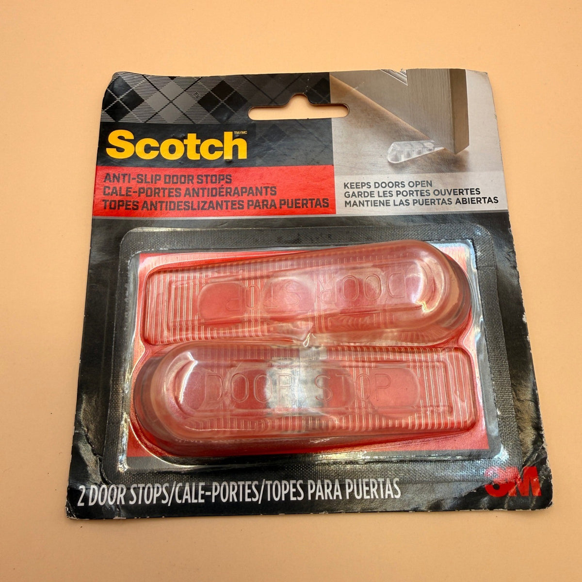 Pack of 2 Scotch Door Stoppers SP947-NA Non Slip Clear 1-1/8 in