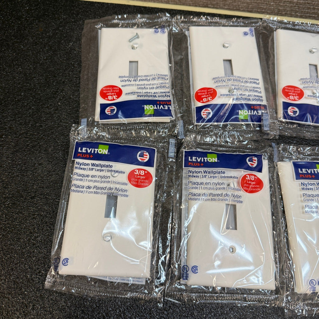 Set of 9 Leviton R52-PJ1-W 1-Gang Toggle Nylon Wallplate, White