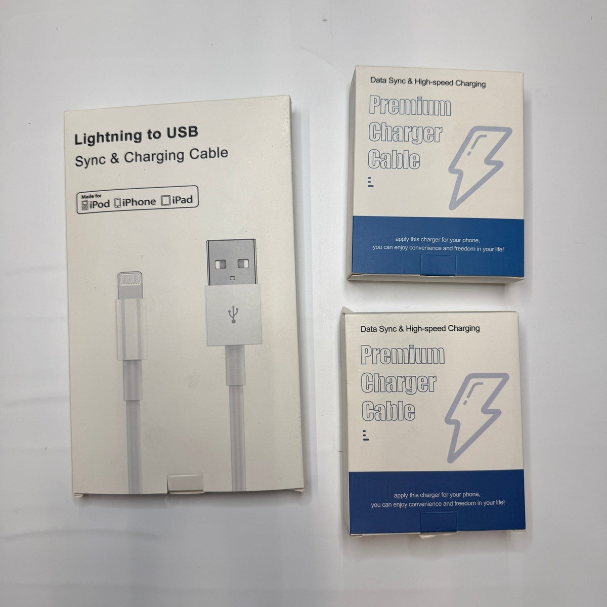 Set of 8 - 5 USB-C/A to Lightning Cables 6ft, 2 Adapters, 3-in-1 Watch Cable