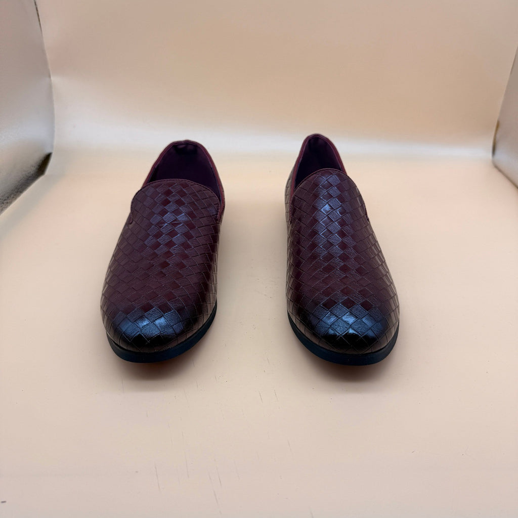 Santimon Men's US 8.5 Red Woven Smoking Loafers Lightweight Walking Shoes