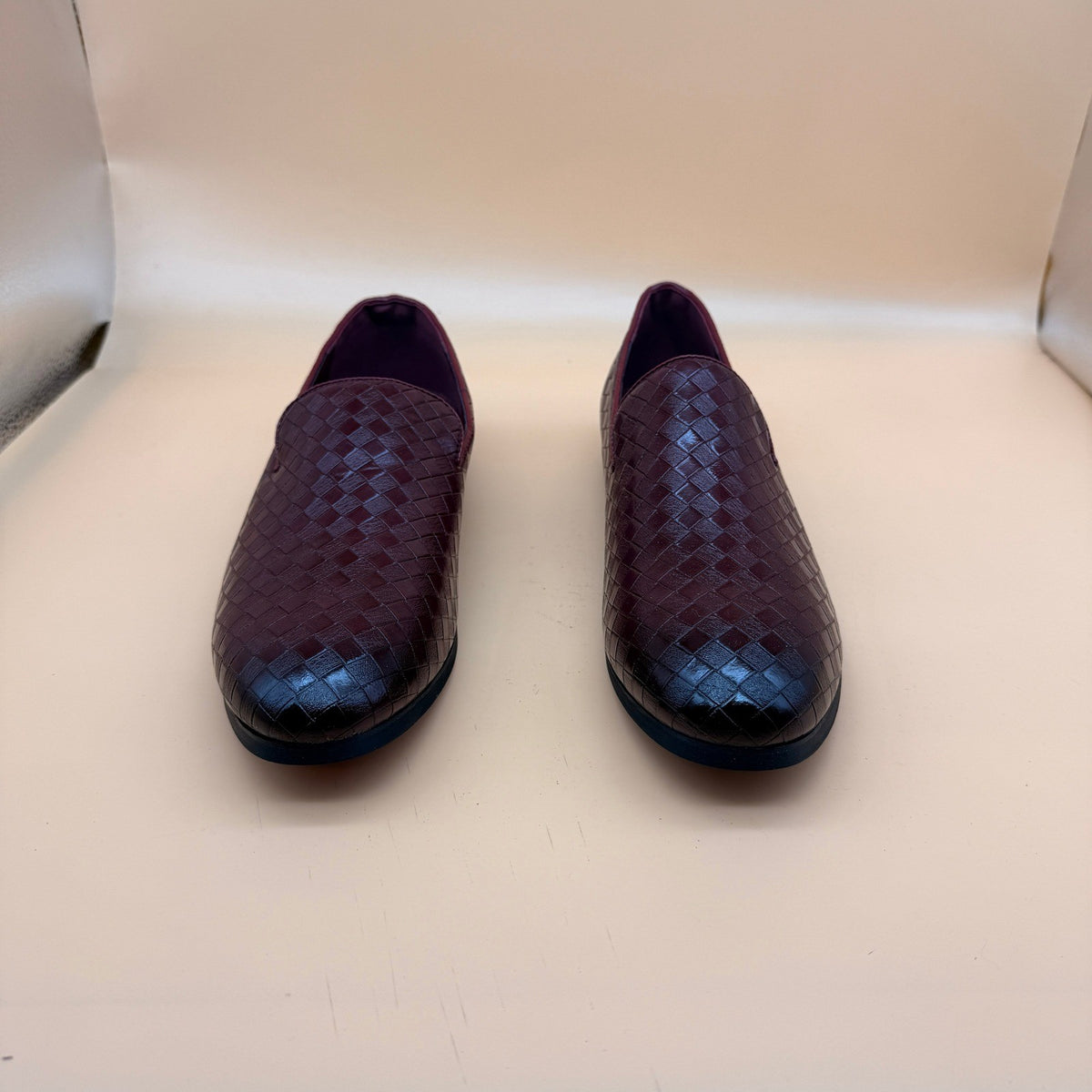 Santimon Men's US 8.5 Red Woven Smoking Loafers Lightweight Walking Shoes
