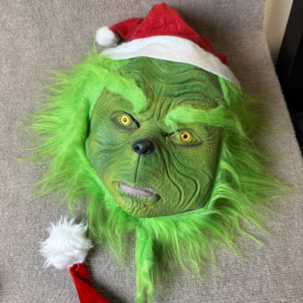 Men's L Christmas Costume Adult Green Furry Monster Santa Suit