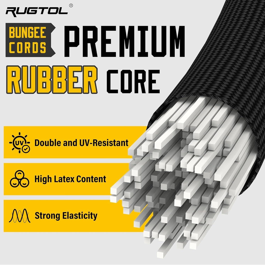 Pack of 6 Rugtol 60" Adjustable Bungee Cords w/ Carabiner Hooks Truck Bed, SUV