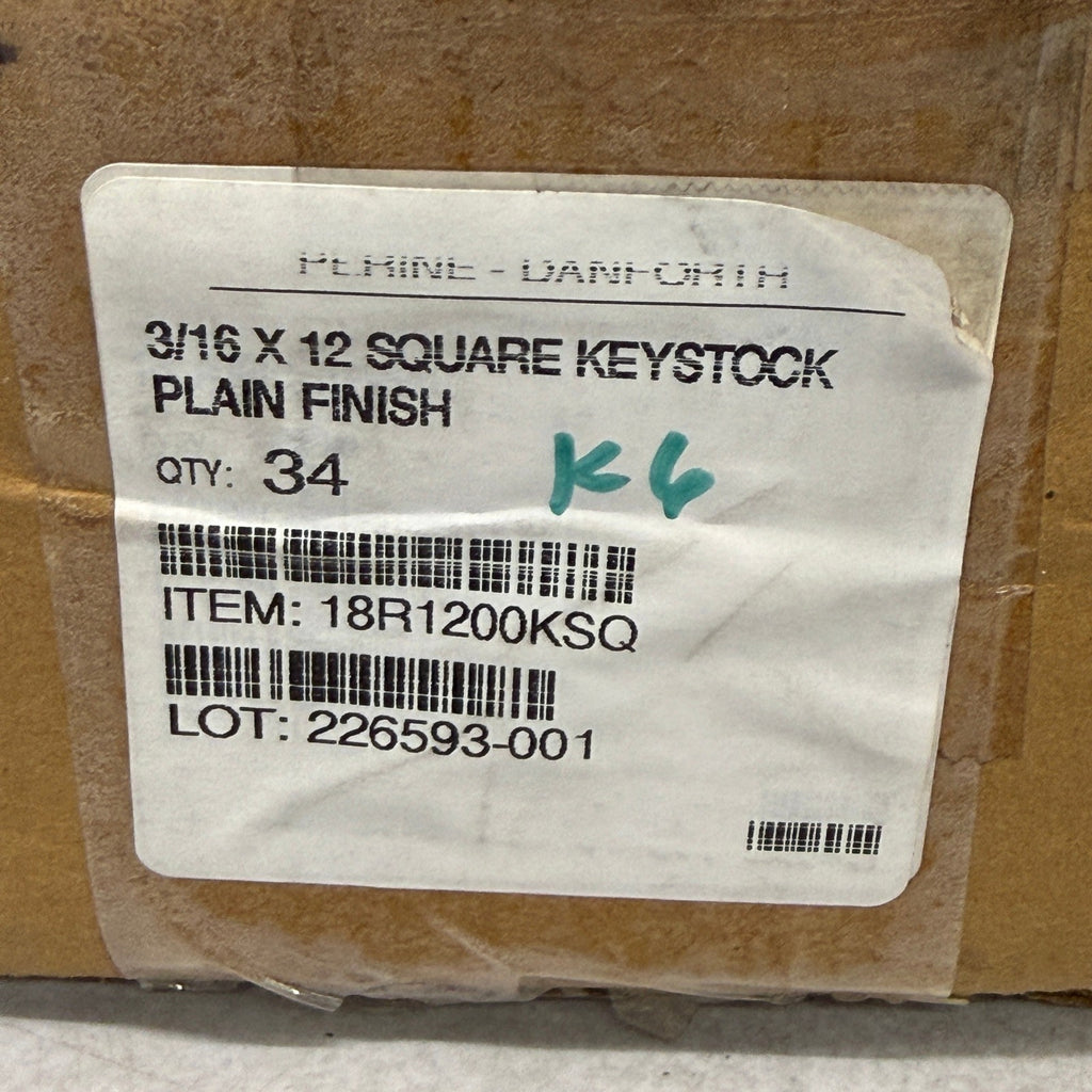 Pack of 34 Perrine-Danforth 3/16 x 12 Square Keystock Plain Finish